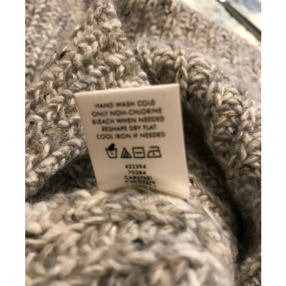 Ann Taylor Gray Wool-Blend Tunic Sweater with Funnel Neckline, Size Small - Picture 6 of 6